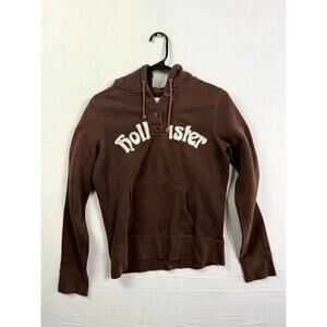 Hollister Hoodie Womens Large Brown Cotton Coastal Beach Summer Y2K Long Sleeve